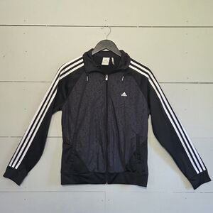 Adidas Climalite Women's Full Zip Track Jacket Pockets Black/Gray M